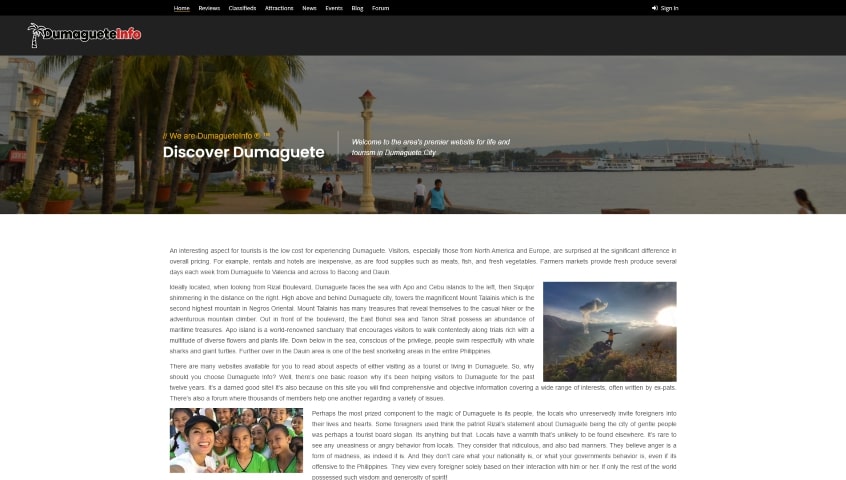 Local community website - Dumaguete, Philippines