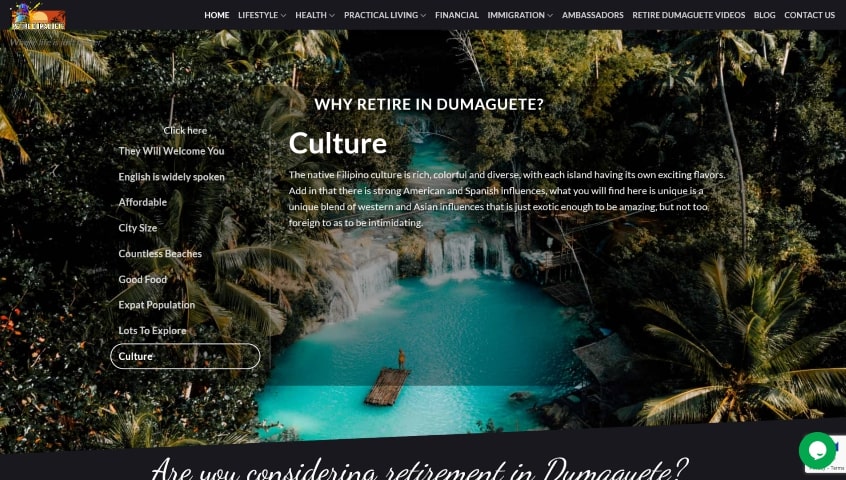 Retirement and consultancy website - Dumaguete, Philippines