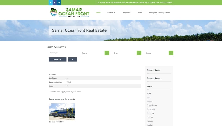 Real estate website - Samar, Philippines